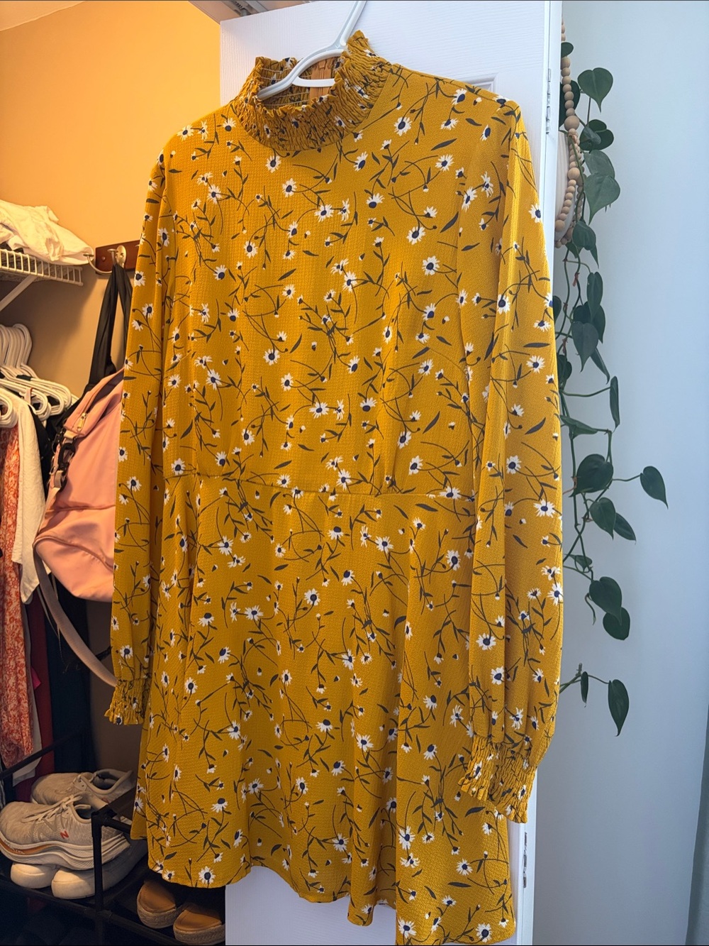 Pretty Little Thing Mustard High Neck Long-Sleeve Dress